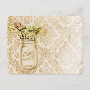 Invitation Mariage de bocal de masques à fleurs damassé au ch