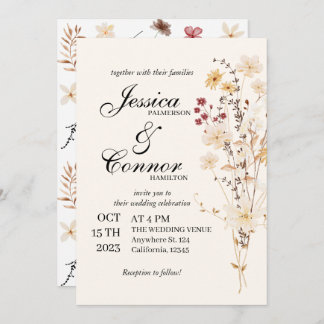Invitation Mariage de boho Fleur sauvage coloré