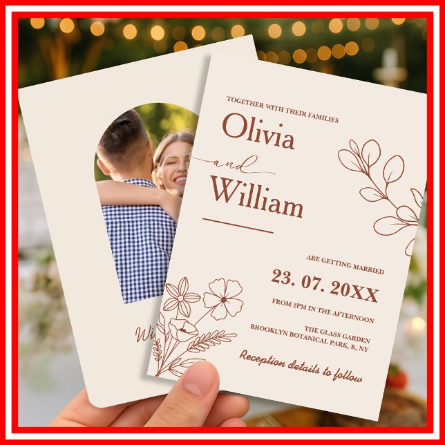 Invitation Mariage de Boho Orange Brûlé (Créateur téléchargé)