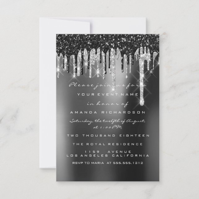 Invitation Mariage de bois de la mariée de Sepia noire en arg (Devant)