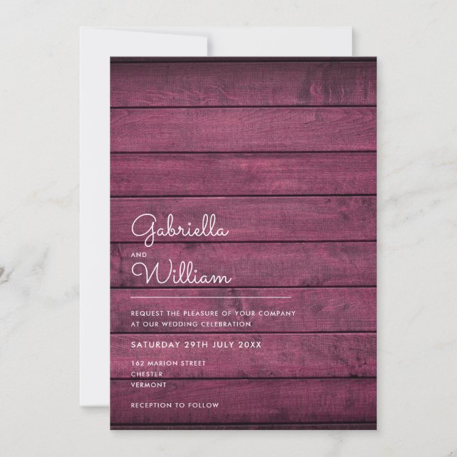 Invitation Mariage de bois roumain de Bourgogne (Devant)