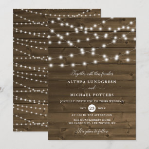 Invitation Mariage de bois rustique Country