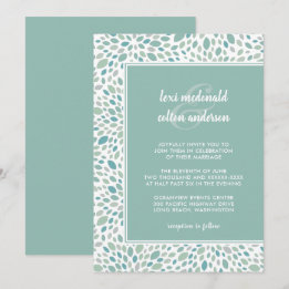 Invitation Mariage de bord de mer Abstrait floral chic vert