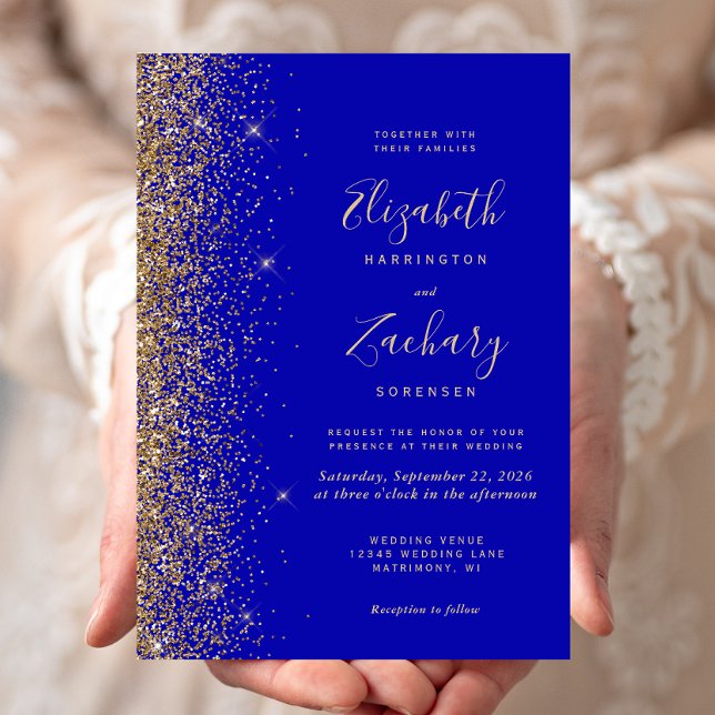 Invitation Mariage de bord de Parties scintillant Royal Blue  (Créateur téléchargé)