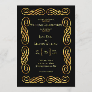 Invitation Mariage de bordure en or classique