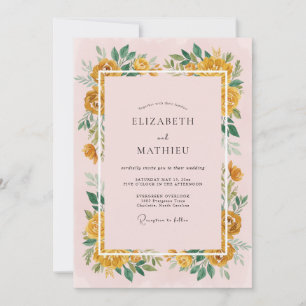Invitation Mariage de bordure florale ambre