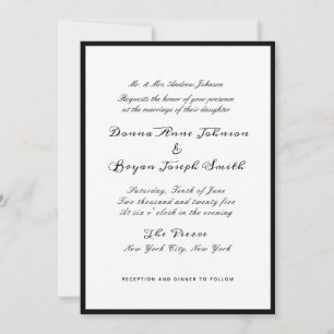 Invitation Mariage de bordure noire classique