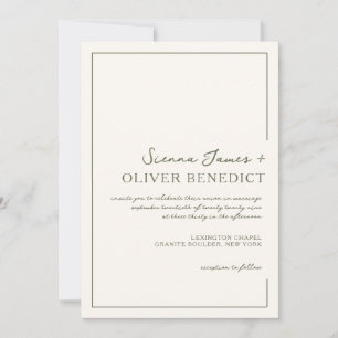 Invitation Mariage de bordure vert minimaliste moderne
