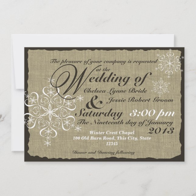 Invitation Mariage de bouclage et de flocons de neige 5 x 7 (Devant)
