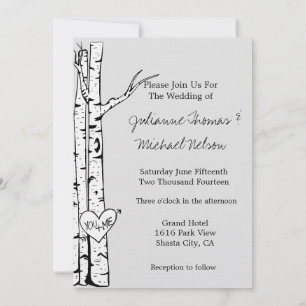 Invitation Mariage de bouleaux gris