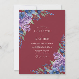Invitation Mariage de bourdon de prune de Bourgogne et d'euca