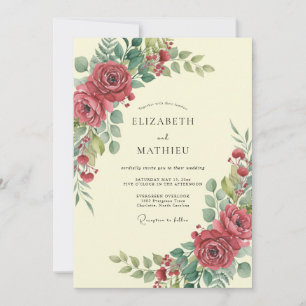 Invitation Mariage de Bourgogne Vintage Intemporel