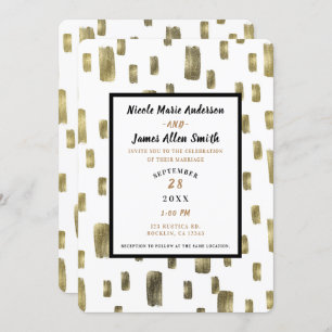 Invitation Mariage de bronze doré de pinceau moderne