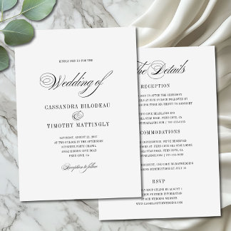 Invitation Mariage de budget tout-en-un noir noir