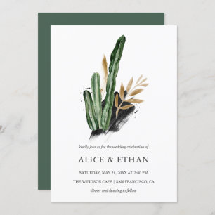 Invitation Mariage de Cactus vert tropical