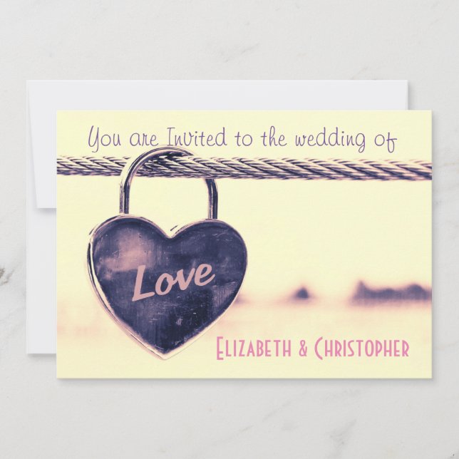 Invitation Mariage de cadenas en forme de coeur (Devant)