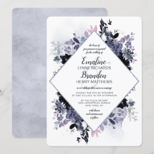 Invitation Mariage de cadre bleu diamant bleu bleu Nocturne
