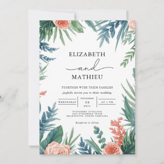 Invitation Mariage de cadre botanique luxuriant