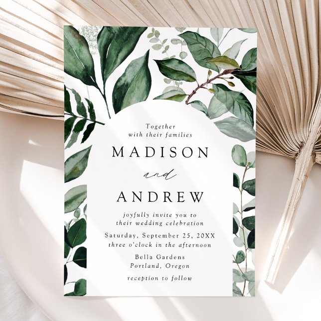 Invitation Mariage de cadre d'arc de verdure abondant (Créateur téléchargé)