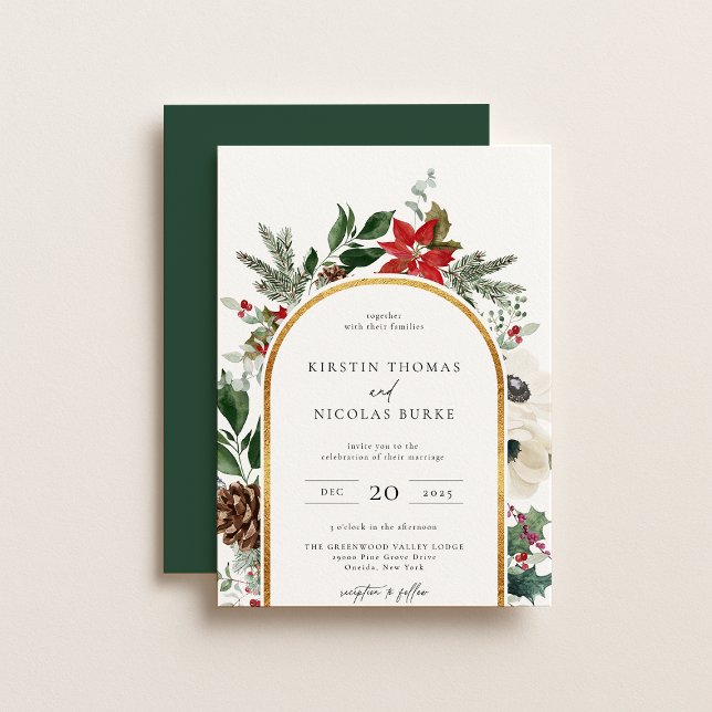 Invitation Mariage de cadre d'arc végétal d'hiver (Créateur téléchargé)