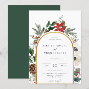 Invitation Mariage de cadre d'arc végétal d'hiver