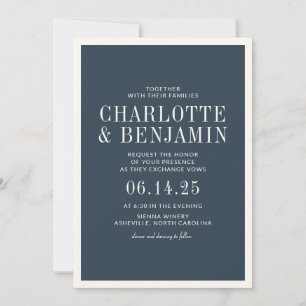Invitation Mariage de cadre de bordure bleu classique élégant