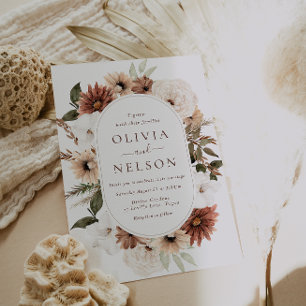 Invitation Mariage de cadre de couronnes florales en terre cu