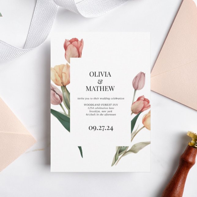Invitation Mariage de cadre de trame de Tulipe romantique (Créateur téléchargé)