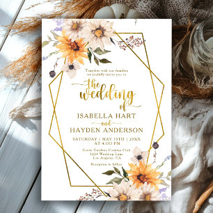 Invitation Mariage de cadre doré floral