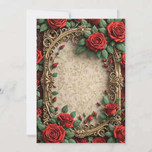 Invitation Mariage de cadre d'ornement des roses rouges