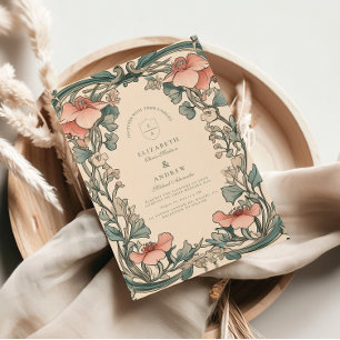 Invitation Mariage de cadre Fleur sauvage corail