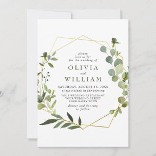 Invitation Mariage de cadre géométrique de feuillage Eucalypt
