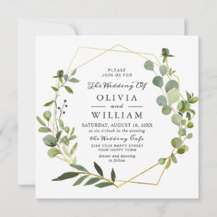 Invitation Mariage de cadre géométrique de feuillage Eucalypt