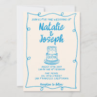 Mariage de cadre minimal pour gâteau bleu irky tir