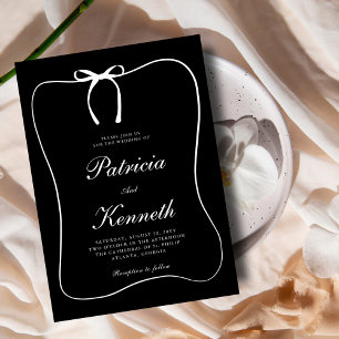 Invitation Mariage de cadre moderne Black & White Line