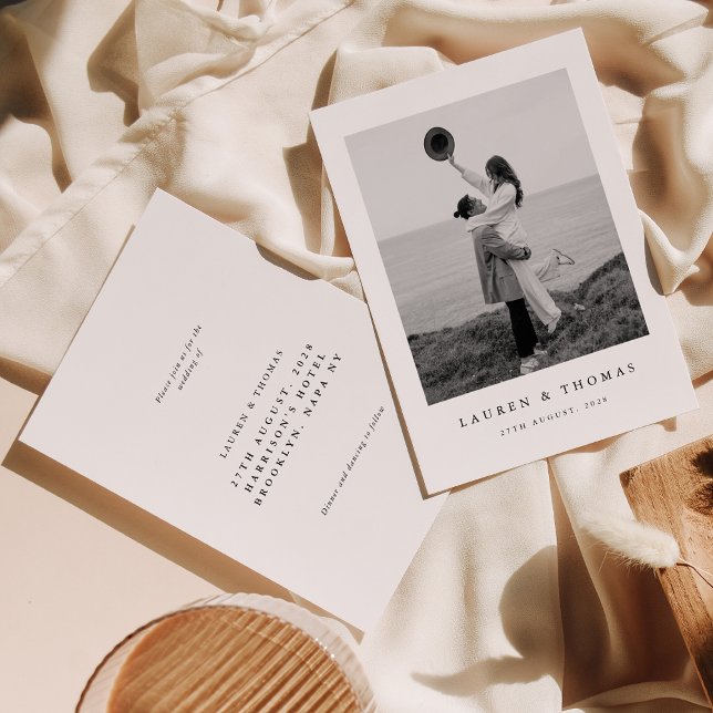 Invitation Mariage de cadre photo instantané noir et blanc mo (Créateur téléchargé)