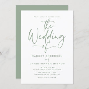 Invitation Mariage de calligraphie avec lettres de la main ve