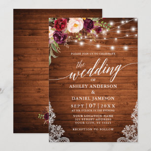 Invitation Mariage de calligraphie de dentelle en Bourgogne r