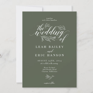 Invitation Mariage de calligraphie de la branche d'olivier