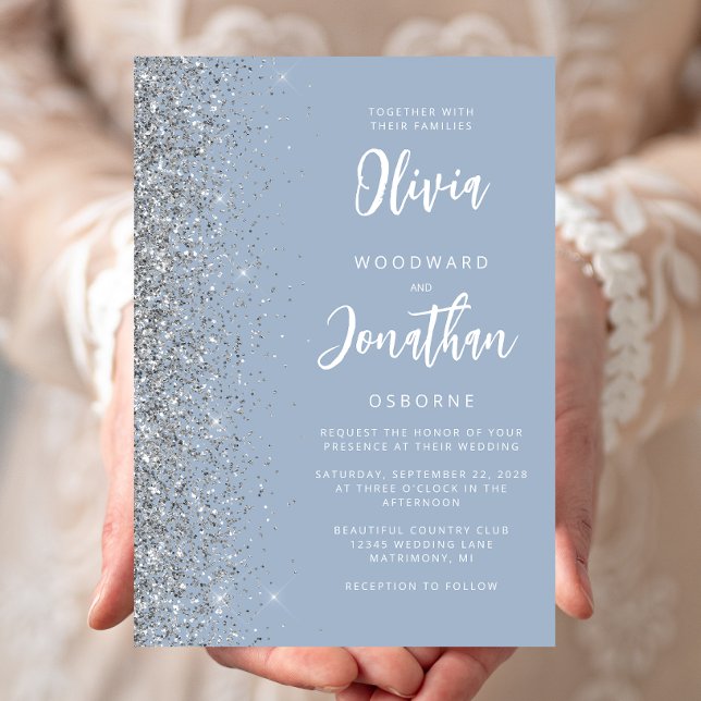 Invitation Mariage de calligraphie de Parties scintillant en  (Créateur téléchargé)