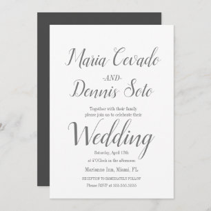 Invitation Mariage de calligraphie de script gris simple
