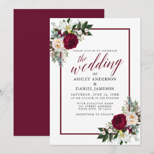 Invitation Mariage de calligraphie du cadre de Bourgogne