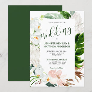 Invitation Mariage de calligraphie du paradis tropical