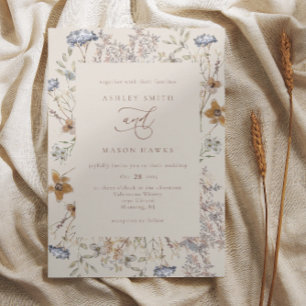 Invitation Mariage de calligraphie Fleur sauvage Crème
