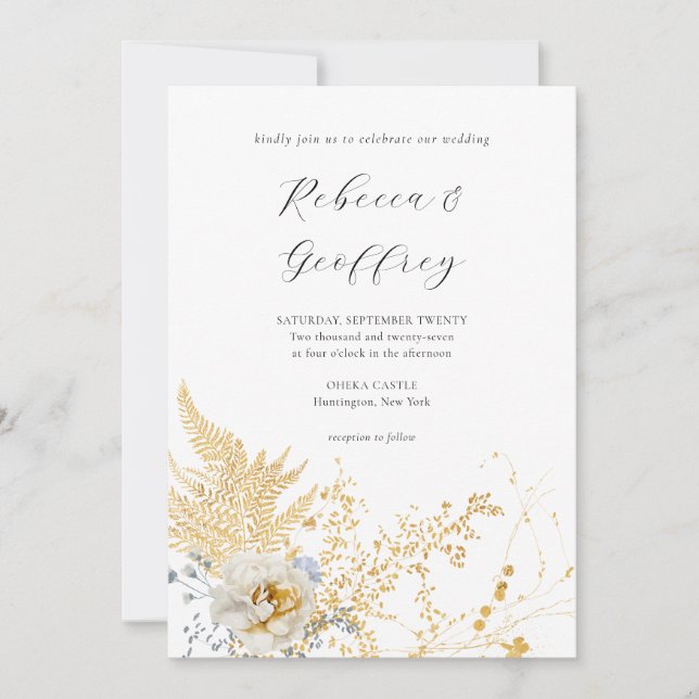 Invitation Mariage de calligraphie florale romantique (Devant)