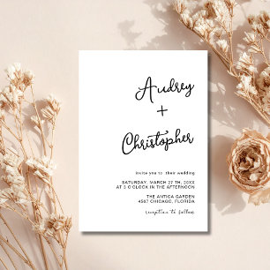 Invitation Mariage de calligraphie moderne minimaliste noir e