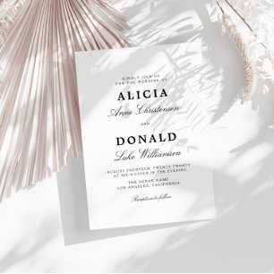 Invitation mariage de calligraphie noir et blanc