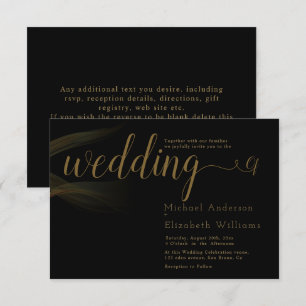 Invitation Mariage de calligraphie noir & or de luxe simple