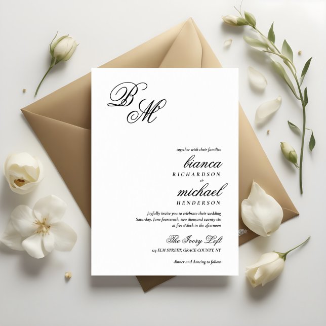Invitation Mariage de calligraphie simple et élégant (Créateur téléchargé)