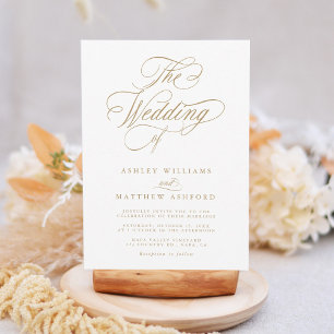 Invitation Mariage de calligraphie Tourbillonnant romantique